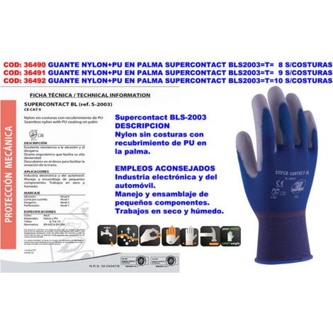 Guanto con palmo in nylon e PU Supercontact BLS2003T 8 senza cuciture