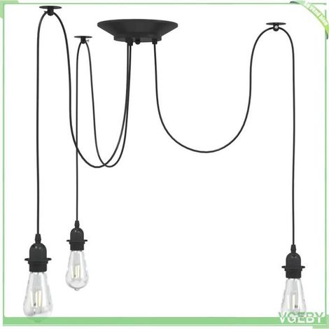 Lampe suspendue - FAFEISY - 4103453 - 3x E27 - Noir métal - Hauteur réglable (1/5)