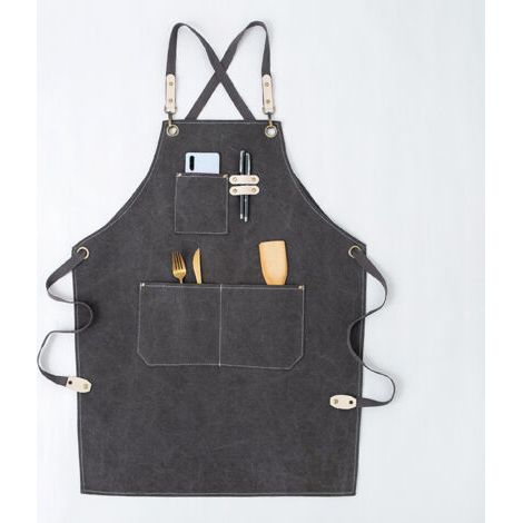 Delantal de lona unisex, ideal para la cocina, con tirantes ajustables y 3 bolsillos. Perfecto para trabajos de carpintería, barbacoa, repostería, tatuajes, peluquería, trabajar en cafeterías y pintar