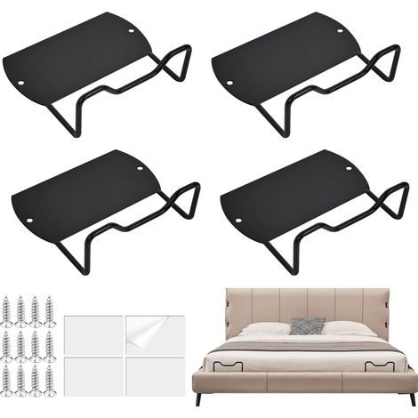 Lot de 4 supports de matelas antidérapants - Pour cadre de lit massif, lit à sommier tapissier - Antidérapants - Sans perçage - Noir (1/5)