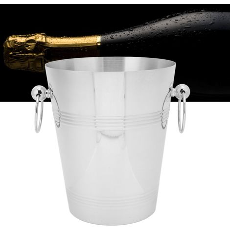 Seau à glace en acier inoxydable, seau à glace de bar, seau à vin, grand format argenté (1/5)