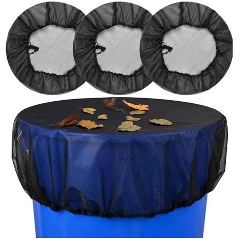 QORVA-Filet de baril de pluie de diamètre 80 cm, 3 pièces filet de protection avec cordon de serrage, couverture anti-moustiques et animaux pour collecteur d'eau de pluie (1/4)
