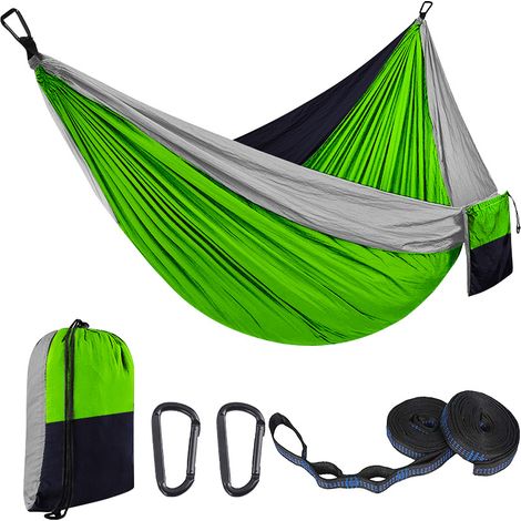 Filiyano-Hamac portable d'extérieur pour le camping, tapis de balançoire en nylon 210D pour jardin (vert gazon/270 x 140 cm) (1/5)
