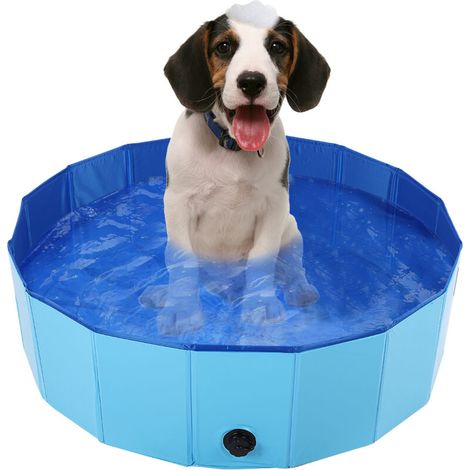 Piscine pour chien pliable pour L,Piscine animaux de compagnie, baignoire pour animaux de compagnie, baignoire pour chiens, chats, animaux - bleu L(106cm) (1/4)