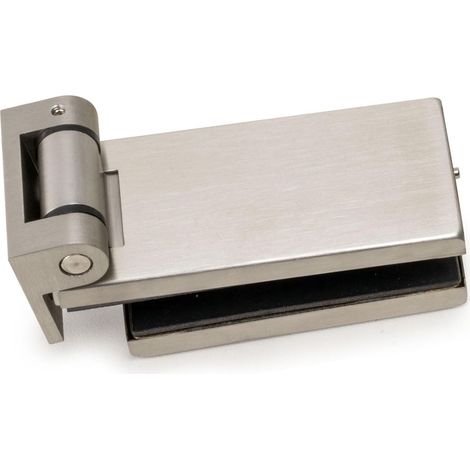 emuca  bisagra para puerta de cristal con embellecedor inox, bisagra horizontal con pala de 34mm, para puerta de 8-12mm, acero inoxidable
