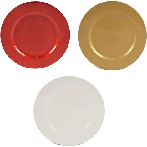 Sottopiatti centro tavola di natale rosso oro bianco decorazioni addobbi natalizi 33cm set da 6 - colorigenerali: ROSSO (1/4)