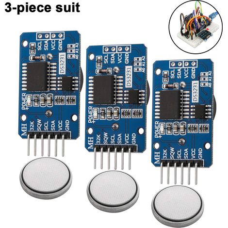 Module Horloge Réelle DS3231 - AT24C32 - Interface I2C - Précision ±2 ppm - Alerte Calendrier Double - Batterie CR2032 Incluse - Lot de 3 (1/5)