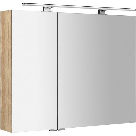 Armoire à miroir MIRRÖ avec éclairage LED, 90x70x16cm, chêne Alabama (1/4)