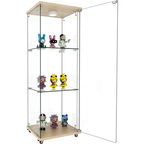 ELVMI Vitrine avec 1 Porte en Verre, Éclairage LED à 12 Couleurs Réglables par Télécommande, Salon et Chambre, Naturel (1/5)