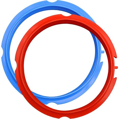 Lot de 2 bagues d'étanchéité pour pot Mini de 3 litres, bague d'étanchéité de rechange en silicone pour autocuiseur électrique de 3 litres, bleu + rouge (1/5)