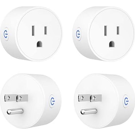 Prise intelligente compatible Google Home, commande vocale, minuterie, contrôle à distance, sans hub, blanche FCC ETL (4 pièces) (1/4)