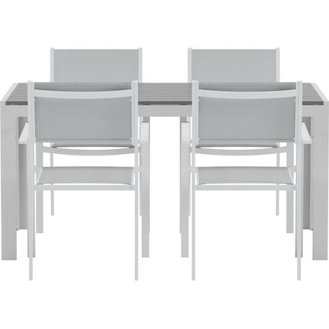 Break Gartenset Tisch 90x150 cm grau 4 Stühle grau. (1/4)