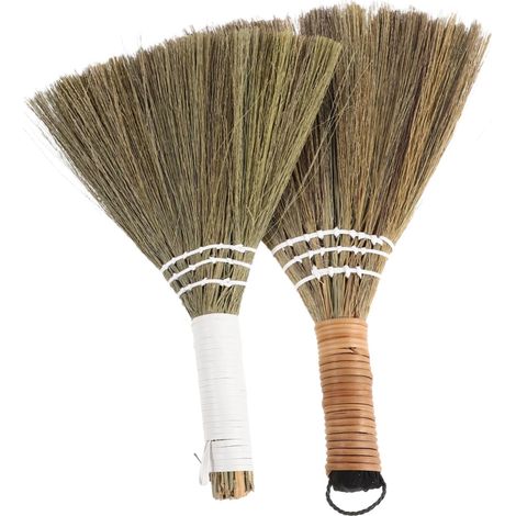 Lot de 2 balais à main en paille pour le nettoyage intérieur, idéaux (1/5)