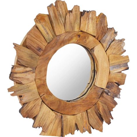 Miroir mural vintage Miroir mural pour Maison,salon,Chambre 40 cm Teck Rond -40410 (1/5)