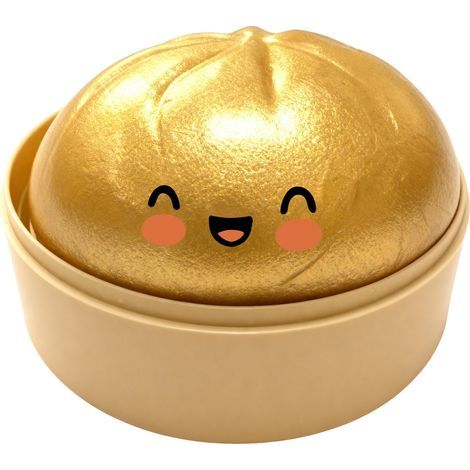 Großes, weiches und kuscheliges Glitzer-Anti-Stress-Spielzeug in Form eines „Dumplings“ (7 x 10 cm). Fühlt sich weich an und ist ideal für Büro oder Schule. (1/5)
