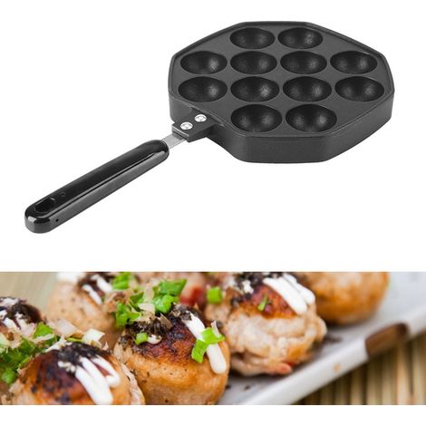Plaque à Takoyaki Antiadhésive en Aluminium - 12 Cavités pour Boules de Poulpe et Pancakes (1/5)