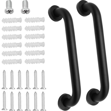2-Pack Bathroom Safety Grab Bars, 30cm Stainless Steel Non-Slip Handrail, Black Oiled Handrail for Bathtub, Toilet, Kitchen, Bedroom, Shower, Wall Mounted with Concealed Screw (1/5)