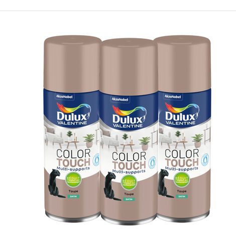 Multi Pack 3 - Peinture aérosol Color Touch Multi-Supports - Satin Taupe 400 ml - Dulux Valentine
