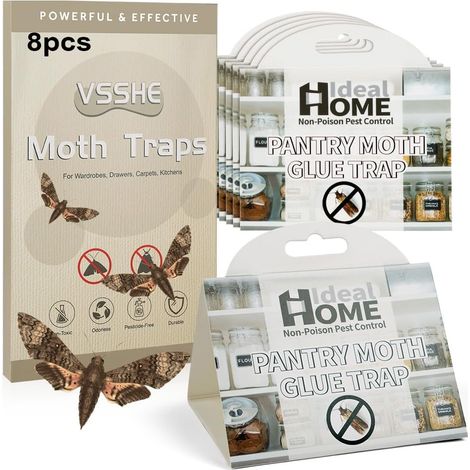 Pièges à Mites, 8 Pièces Anti Mite Alimentaire Cuisine, Piège à Mites Alimentaires pour Armoires Cuisine, Maison, Salle de Stockage (1/5)