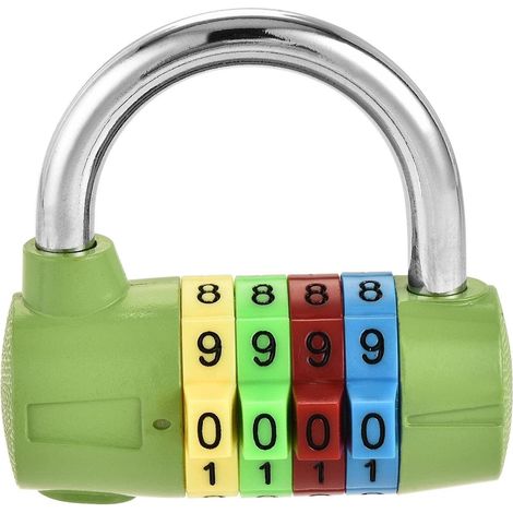 Cadenas à combinaison réinitialisable à 4 positions, en alliage de zinc vert, pour casier de salle de sport