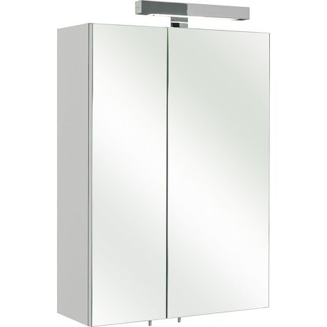 Spiegelschrank WARSCHAU-66 in weiß glänzend - B/H/T: 50/70/20cm (1/2)