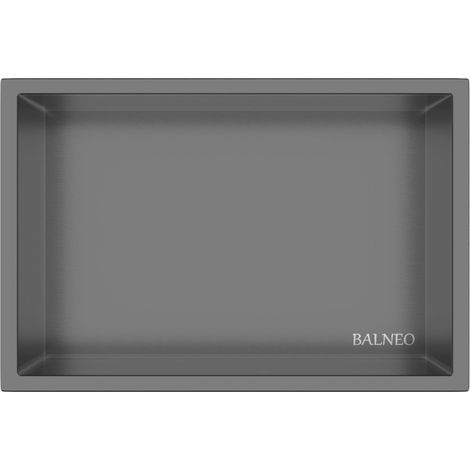 BALNEO - niche murale 30x20x10 cm gris foncé Gun Metal en acier inoxydable WALL-BOX - étagère de salle de bain (1/5)