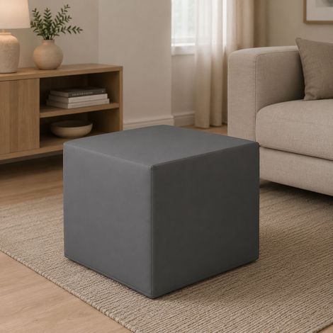 Dmora - Pouf Accumoli, Mehrzwecksessel, Sitzsack, Hockerhocker, Made in Italy, 40x40 h42 cm, Dunkelgrau (1/4)