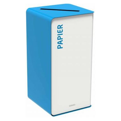 Borne de tri sélectif Cubatri, sans serrure - papier - 75l - blanc / bleu ciel - RAL 5015 (1/3)