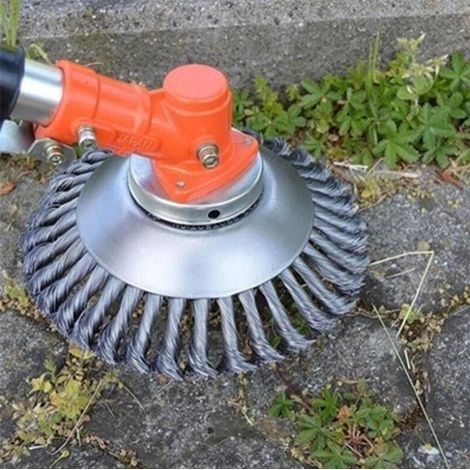 Brosse métallique pour débroussailleuse Ø15,24 cm - Brosse de désherbage universelle 6 pouces - Outil pour mauvaises herbes, joints et végétation (1/5)