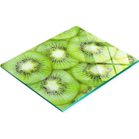 Tavoletta decorativa multifunzionale da cucina in vetro temperato, colore kiwi, 60x52 cm. (1/5)