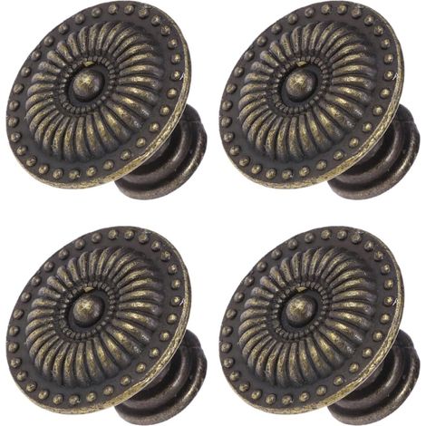 Healeved Lot de 4 poignées tiroir classiques en bronze, fabriquées alliage zinc durable, forme ronde