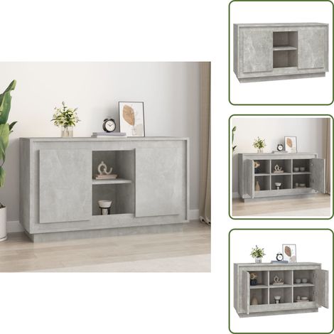 Sideboard Betongrau 102x35x60 cm Holzwerkstoff - Schreibtisch - Sideboard - Wohnzimmerschrank - Regal - Holzschrank (1/5)