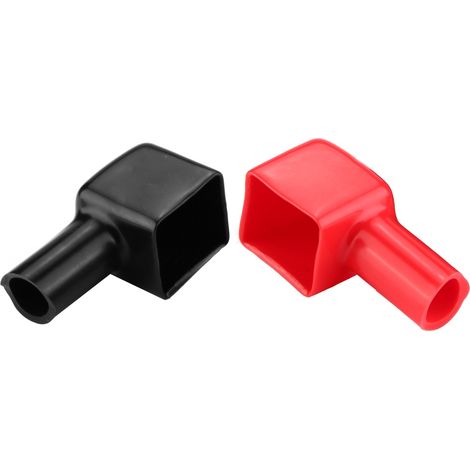 2 Autobatteriepole mit schwarzen und roten Schutzkappen, Plus- und Minuspol, Isolierkappen für Autos, 2er-Set (1/5)