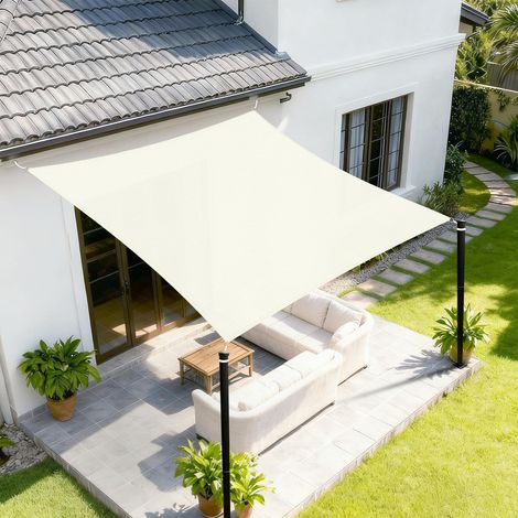 Voile D’ombrage 2x3m Rectangulaire, Oxford 420D Toile d'ombrage,Imperméable et résistant aux UV, pour en Plein air, Jardin,Terrasse-Cream (1/5)