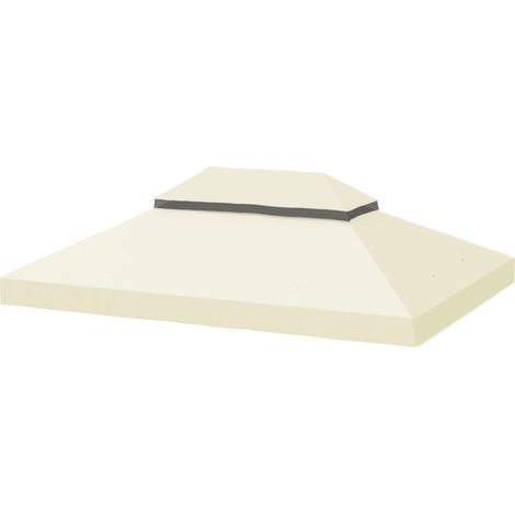 Toiture de remplacement pour pavillon, 3 x 4 m, bâche de remplacement avec trous de drainage, polyester, protection solaire UPF 30+, blanc crème
