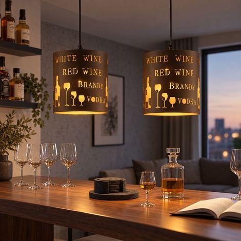 Set di 2 lampadari a sospensione a soffitto con luce a pendolo decoro soggiorno faretti cappuccino (1/5)