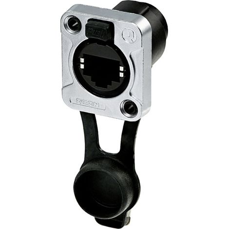 Rean AV  RJ45 Durchgangs-Einbaubuchse, IP65, schwarz verchromtes D-Gehäuse RRE8F-Z-001-1 Buchse, ger
