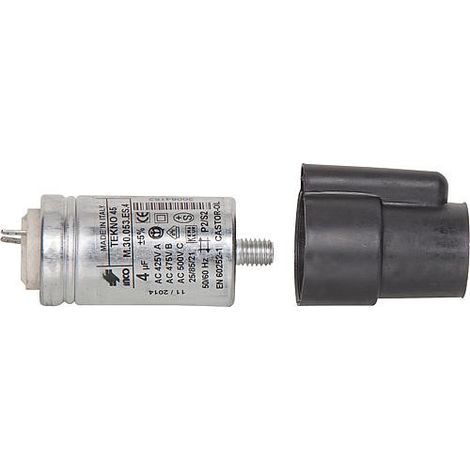 Condensateur 4µF 30mm – Longueur 57mm – Compatible chaudières Riello 358T1, 362T1, 370T1 – Remplace 3007479