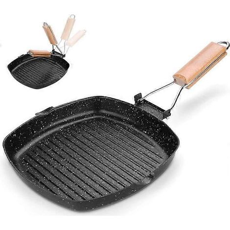 Poêle antiadhésive avec poignée, adaptée à la viande, au poisson et aux légumes, compatible avec toutes les sources de chaleur, 24 cm/9,4 pouces, compatible avec les plaques de cuisson à induction et  (1/5)