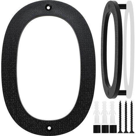 Numéro de Maison Grande Taille Noire, 20cm, Plaque Flottante de Numéro de Maison, Numéro de Rue/Porte en Plastique ABS Effet 3D pour Bureaux, Boîtes Aux Lettres, Garages (Numéro 0) (1/5)