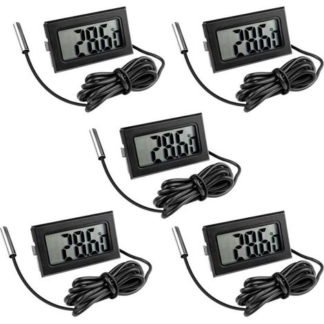 Termómetro digital para nevera con sonda, pantalla LCD para nevera, congelador y acuario, sensor de temperatura preciso (1/4)