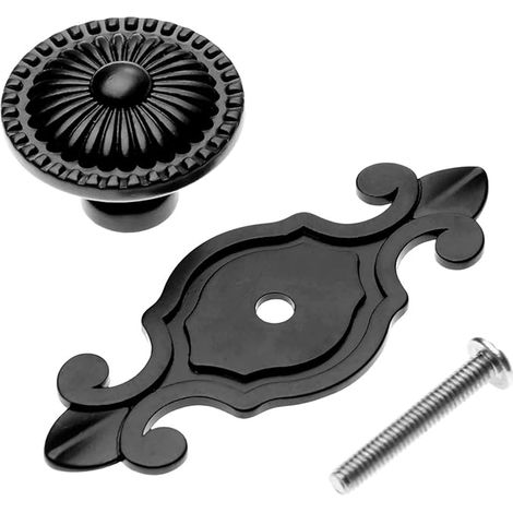 2 pièce Boutons de tiroir antique Or Boîte à chaussures Boutons et poignées d'armoire de cuisine Noir