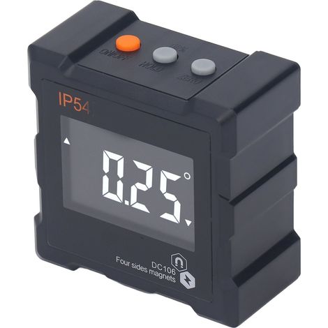 Inclinomètre numérique IP54, jauge d'angle, écran LCD, jauge de pente et de niveau, rapporteur avec aimantation à quatre faces (noir) (1/5)
