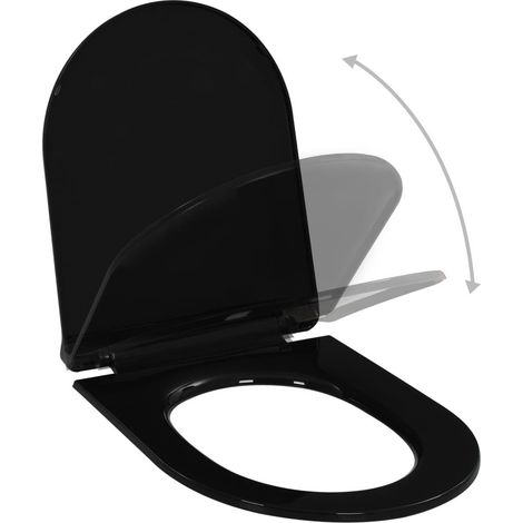 Sedile WC con chiusura ammortizzata tazza WC sedile WC bagno casa ristorante negozio hotel nero 020002909