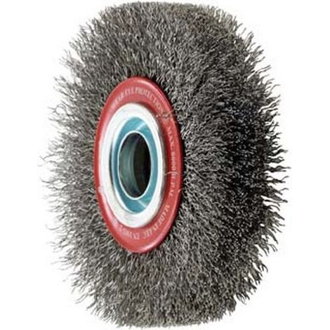 Cepillo circular ondulado, hilo de Acero de 0,3 mm, Ø del cepillo : 150 mm, Espesor del hilo 0,30 mm, Ancho de trabajo 30 mm, Velocidad máximo : 6000 tr/mn