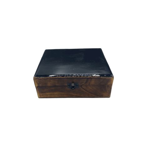 Grande Boîte en Bois Verni en Céramique - 20x15x7,5cm - Noir- Vendu par 1