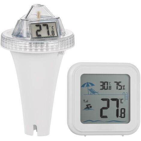 Muntra-Thermomètre Flottant sans Fil pour Piscine avec Triple Écrans LCD Moniteur de Température de l'Eau Extérieure pour Piscine, Aquarium, Étang (Update Version) (1/4)