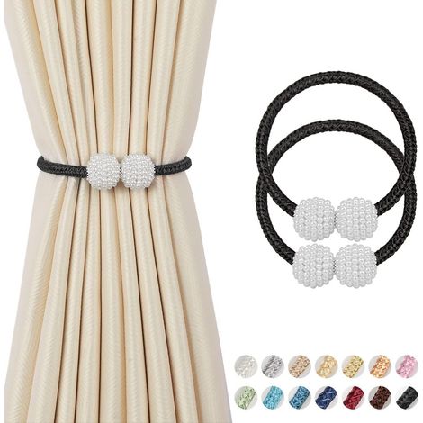 Lot de 2 attaches magnétiques pour rideaux - Attaches magnétiques longues à perles, pinces à rideaux de style européen (1/5)