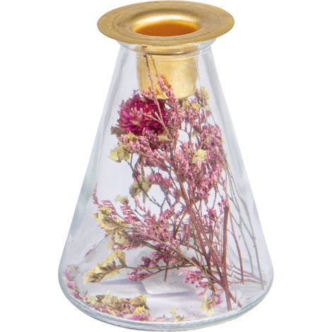 Vase en Verre AV. Fleurs séchées + bougeoir 8x12,5cm, Conique, 46697000 (1/2)