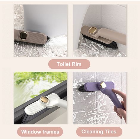 Brosse à Crevettes Rotative Multifonctionnelle 360°, Brosse à Poils Durs pour Lavabo, Douche, Carrelage, Surfaces (Plastique, 265mm, 2 Couleurs) (1/4)